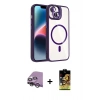 MARSİLYAN™- iPhone 14 Kılıf Yadigar Asil Koleksiyonu - Siyah Buffer Cam Ekran Koruyucu + Raze Metal Kamera Lens - GS