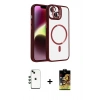 MARSİLYAN™- iPhone 14 Kılıf Yadigar Asil Koleksiyonu - Siyah Buffer Cam Ekran Koruyucu + Shine Kamera Lens - YL