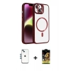 MARSİLYAN™- iPhone 14 Kılıf Yadigar Asil Koleksiyonu - Siyah Buffer Cam Ekran Koruyucu + Shine Kamera Lens - MI