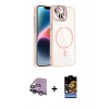 MARSİLYAN™- iPhone 14 Kılıf Yadigar Asil Koleksiyonu - Siyah Buffer Hayalet Cam Ekran Koruyucu + Mor Raze Metal Kamera Lens