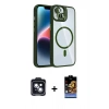 MARSİLYAN™- iPhone 14 Kılıf Yadigar Asil Koleksiyonu - Siyah Buffer Hayalet Cam Ekran Koruyucu + PVD Metal Kamera Lens - SH