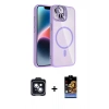 MARSİLYAN™- iPhone 14 Kılıf Yadigar Asil Koleksiyonu - Siyah Buffer Hayalet Cam Ekran Koruyucu + PVD Metal Kamera Lens - SH