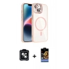 MARSİLYAN™- iPhone 14 Kılıf Yadigar Asil Koleksiyonu - Siyah Buffer Hayalet Cam Ekran Koruyucu + Yeşil PVD Metal Kamera Lens