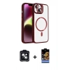 MARSİLYAN™- iPhone 14 Kılıf Yadigar Asil Koleksiyonu - Siyah Buffer Hayalet Cam Ekran Koruyucu + Yeşil PVD Metal Kamera Lens