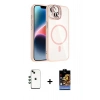 MARSİLYAN™- iPhone 14 Kılıf Yadigar Asil Koleksiyonu - Siyah Buffer Hayalet Cam Ekran Koruyucu + Yeşil Shine Kamera Lens