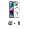 MARSİLYAN™- iPhone 14 Kılıf Yadigar Asil Koleksiyonu - Siyah Joko Magic 5D Hayalet Cam + Raze Metal Kamera Lens - GS