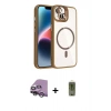 MARSİLYAN™- iPhone 14 Kılıf Yadigar Asil Koleksiyonu - Siyah Joko Magic 5D Hayalet Cam + Raze Metal Kamera Lens - GS