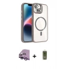 MARSİLYAN™- iPhone 14 Kılıf Yadigar Asil Koleksiyonu - Siyah Joko Magic 5D Hayalet Cam + Raze Metal Kamera Lens - MR