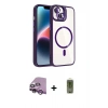 MARSİLYAN™- iPhone 14 Kılıf Yadigar Asil Koleksiyonu - Siyah Joko Magic 5D Hayalet Cam + Raze Metal Kamera Lens - MR