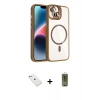MARSİLYAN™- iPhone 14 Kılıf Yadigar Asil Koleksiyonu - Siyah Joko Magic 5D Hayalet Cam + Diamond Kamera Lens - SABE