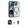 MARSİLYAN™- iPhone 14 Kılıf Yadigar Asil Koleksiyonu - Siyah Joko Magic 5D Hayalet Cam + Turuncu PVD Metal Kamera Lens