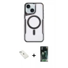 MARSİLYAN™- iPhone 14 Kılıf Yadigar Klasik Özel Seri - Şeffaf 360 Full Body Arka Koruyucu + Diamond Kamera Lens - YL