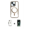 MARSİLYAN™- iPhone 14 Kılıf Yadigar Klasik Özel Seri - Şeffaf 360 Full Body Arka Koruyucu + Shine Kamera Lens - GI