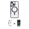 MARSİLYAN™- iPhone 14 Kılıf Yadigar Klasik Özel Seri - Şeffaf 360 Full Body Arka Koruyucu + Shine Kamera Lens - GI