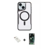 MARSİLYAN™- iPhone 14 Kılıf Yadigar Klasik Özel Seri - Şeffaf 360 Full Body Arka Koruyucu + Diamond Kamera Lens - KI