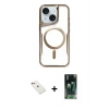 MARSİLYAN™- iPhone 14 Kılıf Yadigar Klasik Özel Seri - Şeffaf 360 Full Body Arka Koruyucu + Diamond Kamera Lens - KI