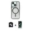 MARSİLYAN™- iPhone 14 Kılıf Yadigar Klasik Özel Seri - Şeffaf 360 Full Body Arka Koruyucu + PVD Metal Kamera Lens - MI