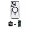 MARSİLYAN™- iPhone 14 Kılıf Yadigar Klasik Özel Seri - Şeffaf 360 Full Body Arka Koruyucu + PVD Metal Kamera Lens - MI
