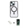 MARSİLYAN™- iPhone 14 Kılıf Yadigar Klasik Özel Seri - Şeffaf 360 Full Body Arka Koruyucu + Diamond Kamera Lens - PE