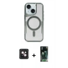 MARSİLYAN™- iPhone 14 Kılıf Yadigar Klasik Özel Seri - Şeffaf 360 Full Body Arka Koruyucu + PVD Metal Kamera Lens - PE