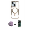 MARSİLYAN™- iPhone 14 Kılıf Yadigar Klasik Özel Seri - Şeffaf 360 Full Body Arka Koruyucu + Raze Metal Kamera Lens - SH