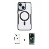 MARSİLYAN™- iPhone 14 Kılıf Yadigar Klasik Özel Seri - Şeffaf 360 Full Body Arka Koruyucu + Shine Kamera Lens - GS