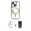 MARSİLYAN™- iPhone 14 Kılıf Yadigar Klasik Özel Seri - Şeffaf 360 Full Body Arka Koruyucu + Shine Kamera Lens - GS