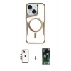 MARSİLYAN™- iPhone 14 Kılıf Yadigar Klasik Özel Seri - Şeffaf 360 Full Body Arka Koruyucu + Shine Kamera Lens - KI