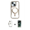 MARSİLYAN™- iPhone 14 Kılıf Yadigar Klasik Özel Seri - Şeffaf 360 Full Body Arka Koruyucu + Shine Kamera Lens - GD