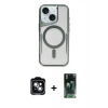 MARSİLYAN™- iPhone 14 Kılıf Yadigar Klasik Özel Seri - Şeffaf 360 Full Body Arka Koruyucu + PVD Metal Kamera Lens - YL