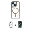 MARSİLYAN™- iPhone 14 Kılıf Yadigar Klasik Özel Seri - Şeffaf 360 Full Body Arka Koruyucu + Shine Kamera Lens - YL