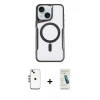 MARSİLYAN™- iPhone 14 Kılıf Yadigar Klasik Özel Seri - Şeffaf Pasifik Cam Ekran Koruyucu + Shine Kamera Lens - GS