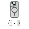 MARSİLYAN™- iPhone 14 Kılıf Yadigar Klasik Özel Seri - Şeffaf Pasifik Cam Ekran Koruyucu + Shine Kamera Lens - GS