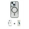 MARSİLYAN™- iPhone 14 Kılıf Yadigar Klasik Özel Seri - Şeffaf Pasifik Cam Ekran Koruyucu + Shine Kamera Lens - MI