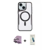 MARSİLYAN™- iPhone 14 Kılıf Yadigar Klasik Özel Seri - Şeffaf Pasifik Cam Ekran Koruyucu + Raze Metal Kamera Lens - MR
