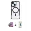 MARSİLYAN™- iPhone 14 Kılıf Yadigar Klasik Özel Seri - Şeffaf Pasifik Cam Ekran Koruyucu + Raze Metal Kamera Lens - KI