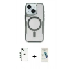 MARSİLYAN™- iPhone 14 Kılıf Yadigar Klasik Özel Seri - Şeffaf Pasifik Cam Ekran Koruyucu + Shine Kamera Lens - YL