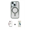 MARSİLYAN™- iPhone 14 Kılıf Yadigar Klasik Özel Seri - Şeffaf Pasifik Cam Ekran Koruyucu + Shine Kamera Lens - KI