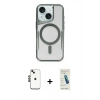 MARSİLYAN™- iPhone 14 Kılıf Yadigar Klasik Özel Seri - Şeffaf Pasifik Cam Ekran Koruyucu + Shine Kamera Lens - SH
