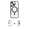 MARSİLYAN™- iPhone 14 Kılıf Yadigar Klasik Özel Seri - Şeffaf Pasifik Cam Ekran Koruyucu + Shine Kamera Lens - SH