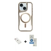 MARSİLYAN™- iPhone 14 Kılıf Yadigar Klasik Özel Seri - Şeffaf Royal Nano Ekran Koruyucu + Diamond Kamera Lens - KI