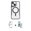 MARSİLYAN™- iPhone 14 Kılıf Yadigar Klasik Özel Seri - Şeffaf Royal Nano Ekran Koruyucu + Shine Kamera Lens - MI