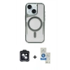 MARSİLYAN™- iPhone 14 Kılıf Yadigar Klasik Özel Seri - Şeffaf Royal Nano Ekran Koruyucu + PVD Metal Kamera Lens - SH
