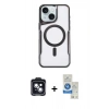 MARSİLYAN™- iPhone 14 Kılıf Yadigar Klasik Özel Seri - Şeffaf Royal Nano Ekran Koruyucu + PVD Metal Kamera Lens - SH