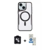 MARSİLYAN™- iPhone 14 Kılıf Yadigar Klasik Özel Seri - Şeffaf Royal Nano Ekran Koruyucu + PVD Metal Kamera Lens - MI