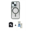 MARSİLYAN™- iPhone 14 Kılıf Yadigar Klasik Özel Seri - Şeffaf Royal Nano Ekran Koruyucu + PVD Metal Kamera Lens - MI