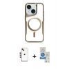 MARSİLYAN™- iPhone 14 Kılıf Yadigar Klasik Özel Seri - Şeffaf Royal Nano Ekran Koruyucu + Shine Kamera Lens - KI