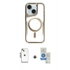 MARSİLYAN™- iPhone 14 Kılıf Yadigar Klasik Özel Seri - Şeffaf Royal Nano Ekran Koruyucu + Shine Kamera Lens - GS