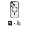 MARSİLYAN™- iPhone 14 Kılıf Yadigar Klasik Özel Seri - Şeffaf Royal Nano Ekran Koruyucu + PVD Metal Kamera Lens - TU