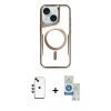 MARSİLYAN™- iPhone 14 Kılıf Yadigar Klasik Özel Seri - Şeffaf Royal Nano Ekran Koruyucu + Shine Kamera Lens - YL